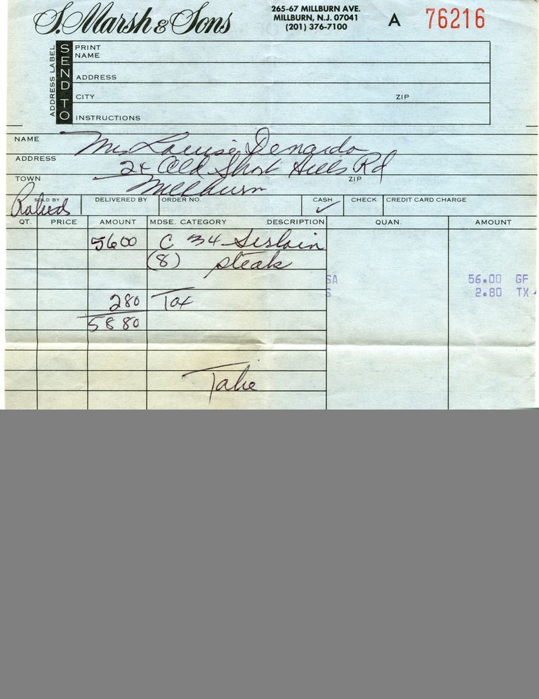          S. Marsh & Sons Receipt
   