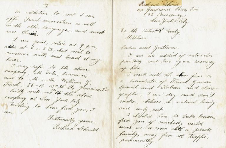          Millburn Art Center 1946 Scrapbook: Richard Schmid Letter, 1946 picture number 1
   