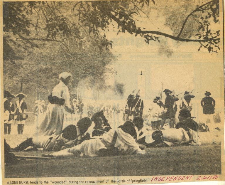          Battle of Springfield: Nurse and Soldiers at the Battle of Springfield Re-enactment, 1980 picture number 1
   