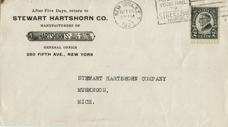          Hartshorn: Roller Shade Company Envelope, 1923 picture number 1
   