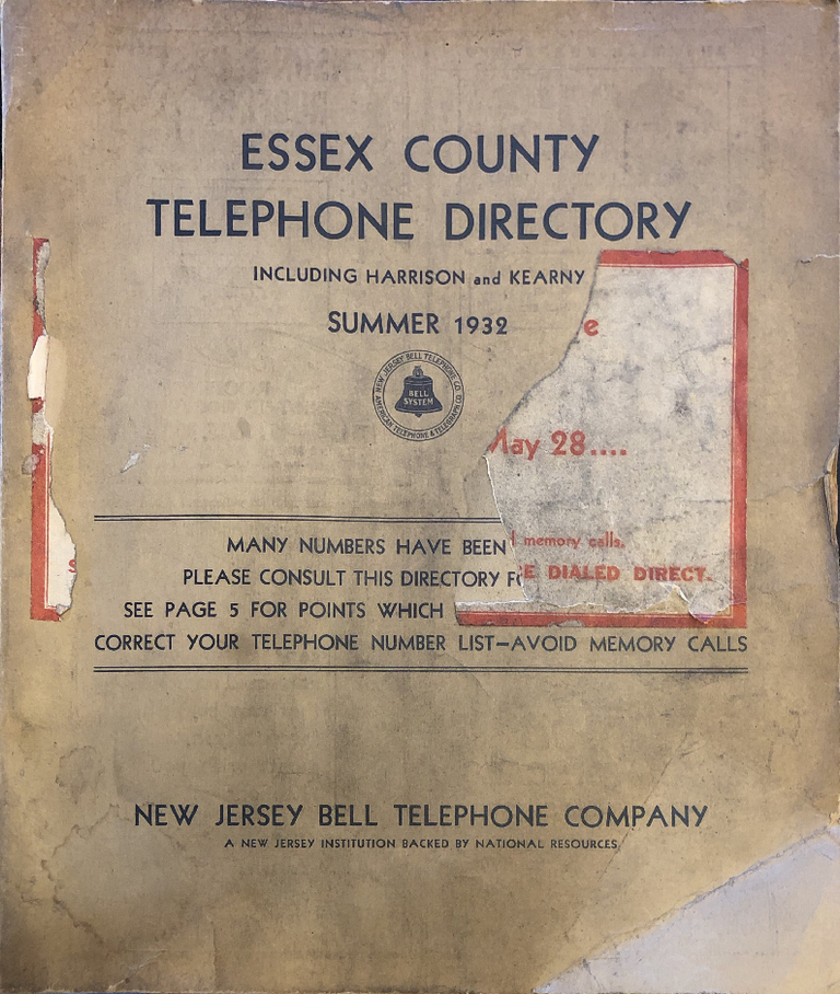          Essex County NJ Bell Phone Book, 1932 picture number 1
   