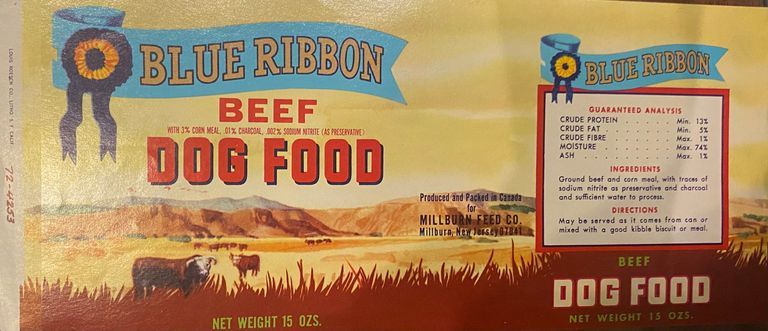          Millburn Feed Company: Blue Ribbon Beef Dog Food Label picture number 1
   