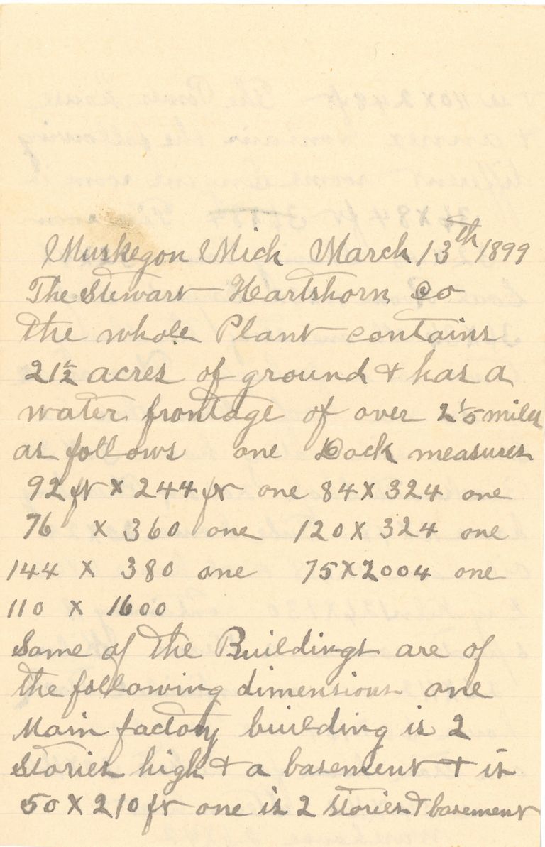          Hartshorn: Stewart Hartshorn Muskegon Michigan Factory Letter, 1899 picture number 1
   