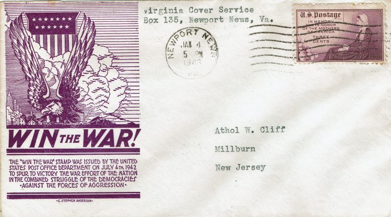          Cliff: Athol W. Cliff Win the War Envelope, 1943 picture number 1
   