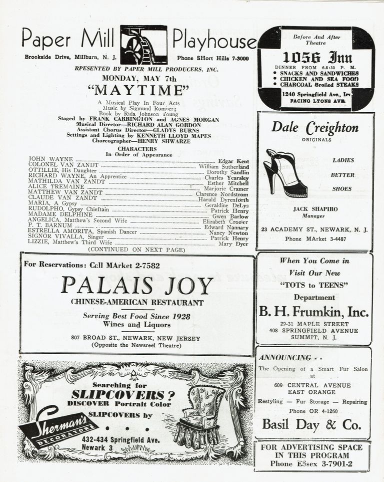          Paper Mill Playhouse Program: Maytime, 1945 picture number 1
   