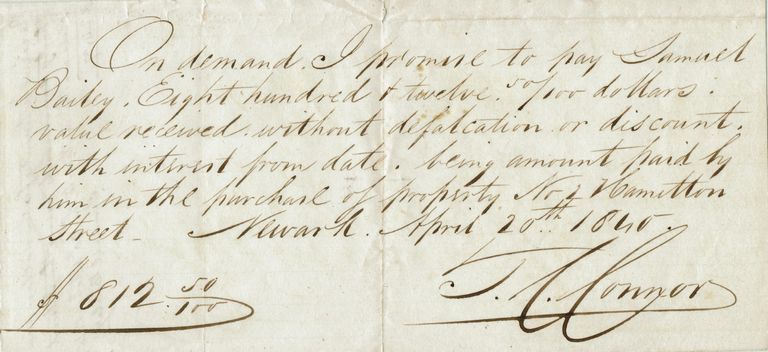          Bailey: Promissory Note to Samuel Bailey, 1845 picture number 1
   