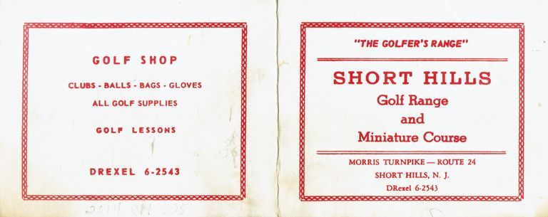          Golf: Short Hills Golf Range Score Card picture number 1
   