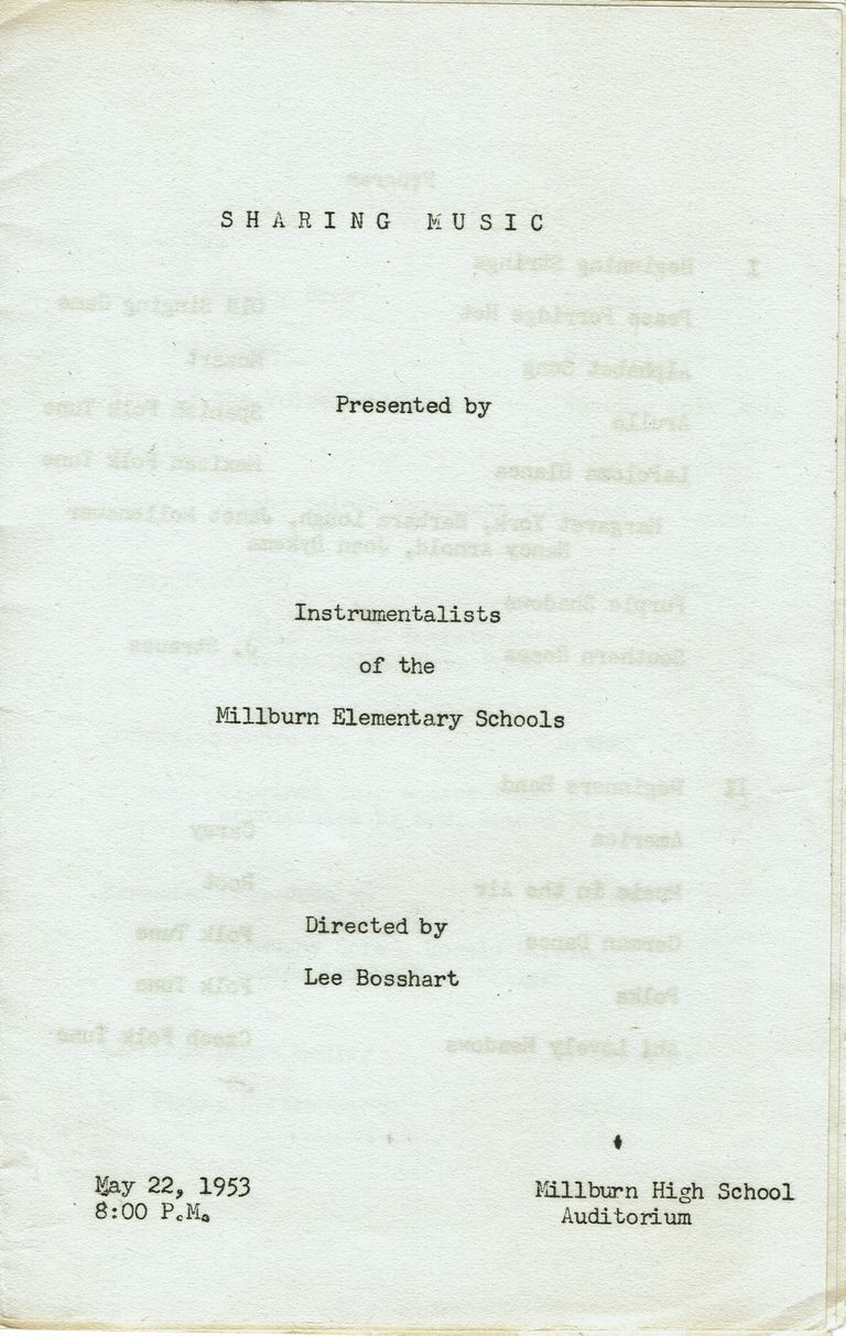          Millburn Elementary Schools: Music Concert Program, 1953 picture number 1
   