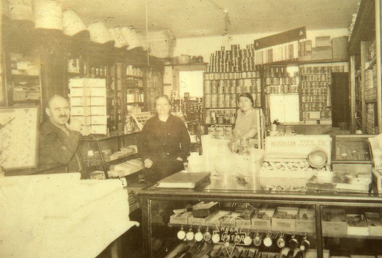          Buncher's Hardware Store: Interior with Harry, Rose and Bessie, 1921 picture number 1
   