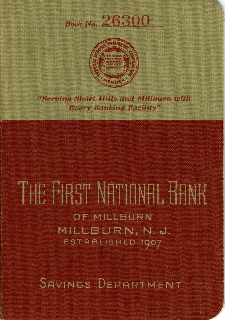          First National Bank of Millburn Bankbook, 1951-4 picture number 1
   