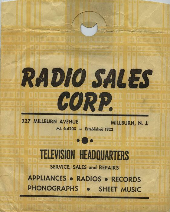         Radio Sales Corporation, Millburn Advertising Bag picture number 1
   