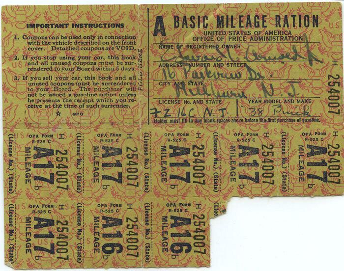          Rations Coupons for Gasoline, 1944 picture number 1
   