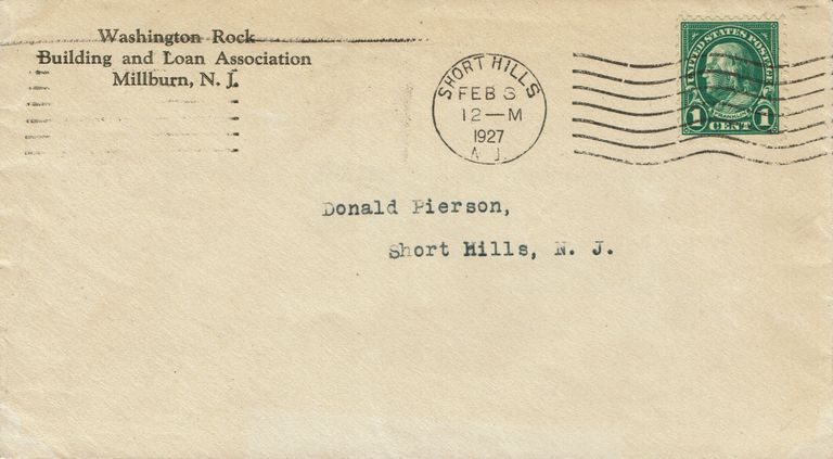          Bank: Washington Rock Building and Load Association Envelope, 1927 picture number 1
   