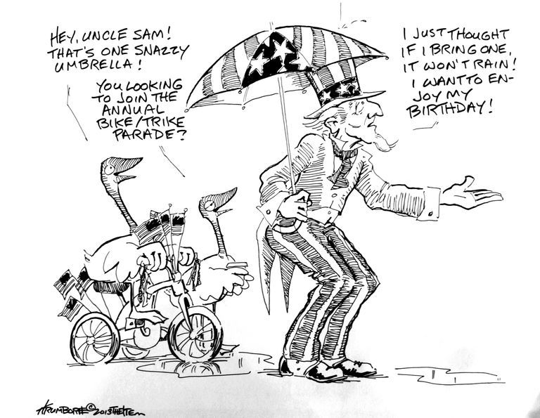          Harry Trumbore: July 4th Cartoon, Uncle Sam's Umbrella, The Item 2013 picture number 1
   