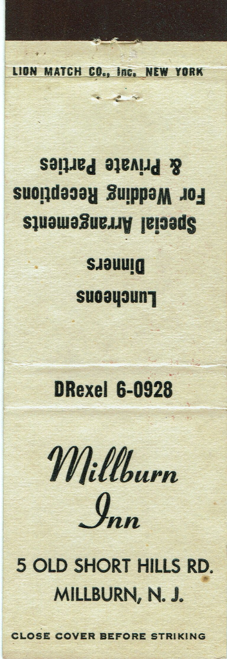          Millburn Inn Matchbook Cover picture number 1
   