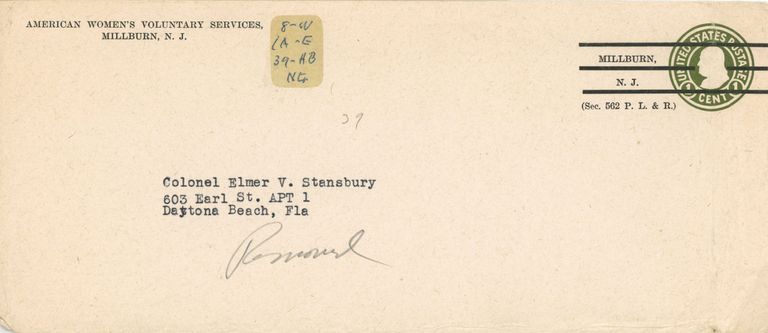          AWVS: American Women's Voluntary Services Millburn Envelope picture number 1
   