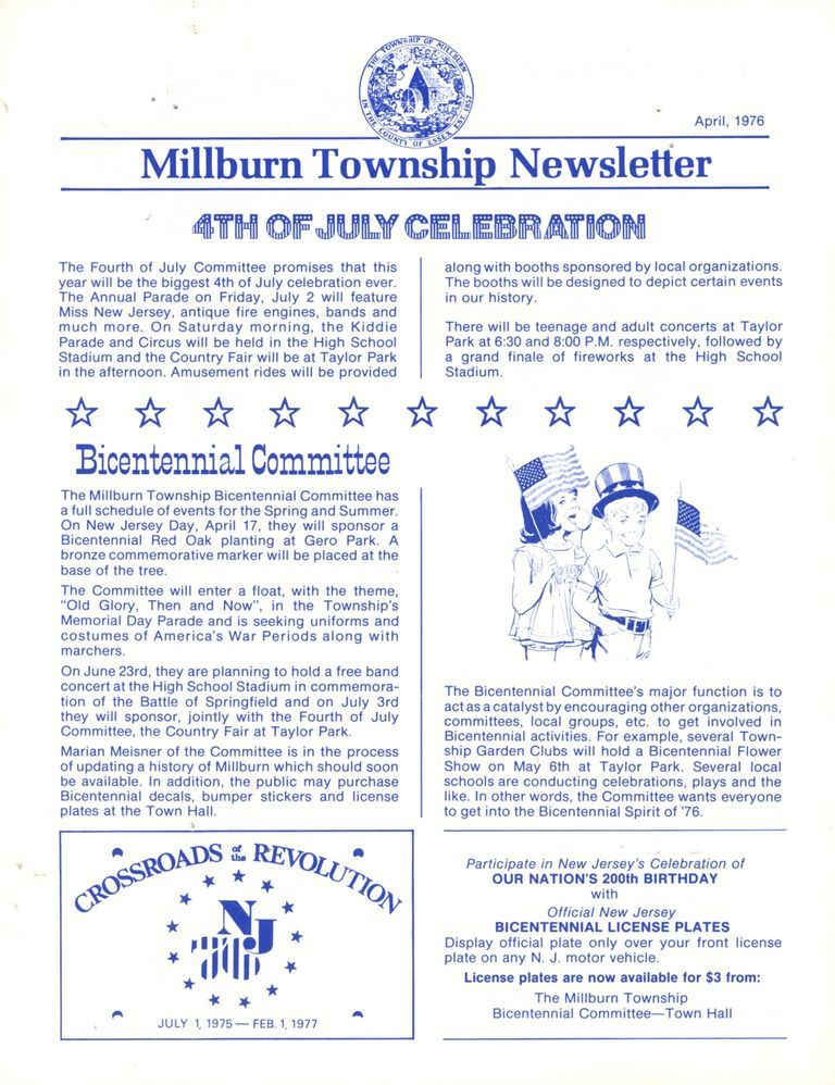          Millburn Township: Millburn Township Newsletters, 1974-1976, 1985. picture number 1
   