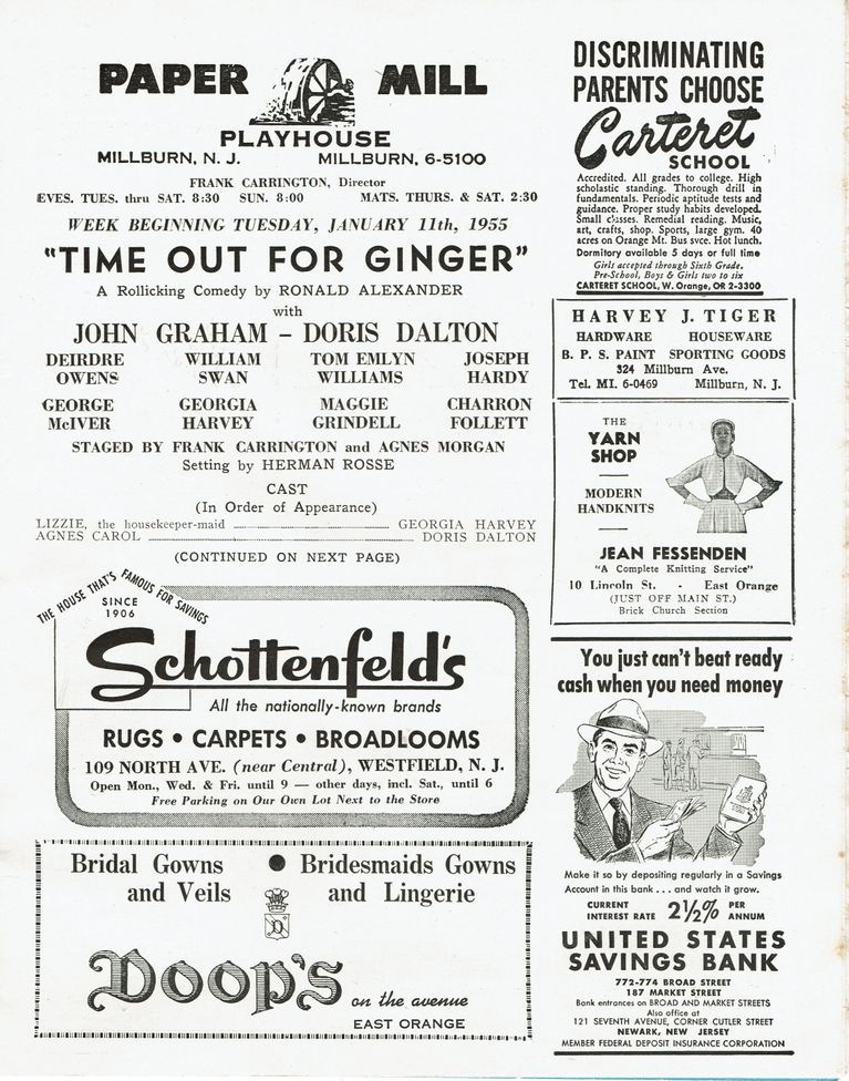          Paper Mill Playhouse Program: Time Out For Ginger, 1955 picture number 1
   