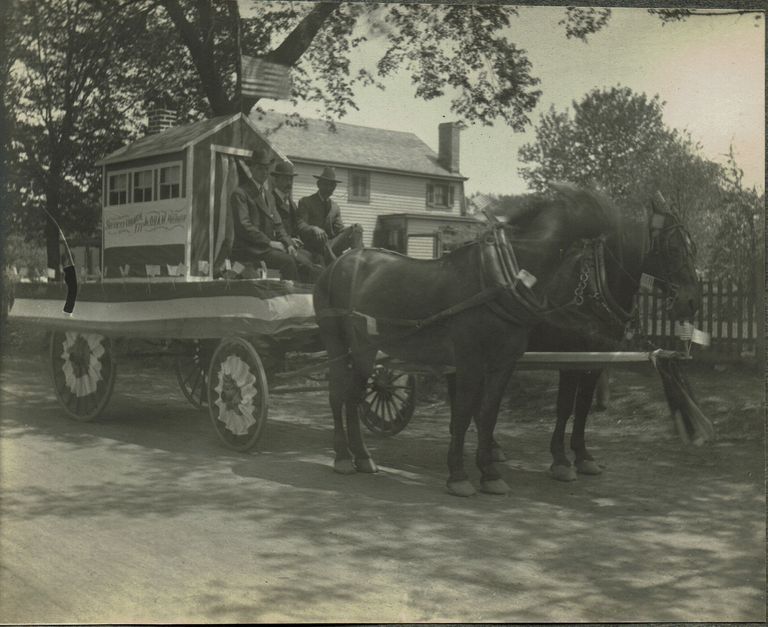          Marshall-Schmidt Album: Success Council 171 Q.U.A.M. Millburn Parade Cart with 3 Men picture number 1
   