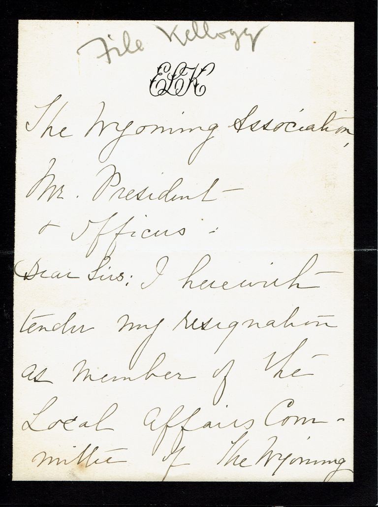          Kellogg: Resignation from Wyoming Association Letter, 1908 picture number 1
   