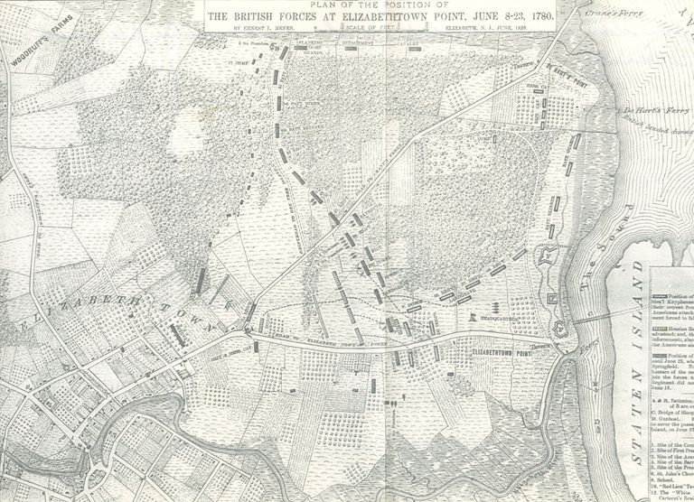          Battle of Springfield: Map of British forces in Elizabethtown Point, 1780 picture number 1
   
