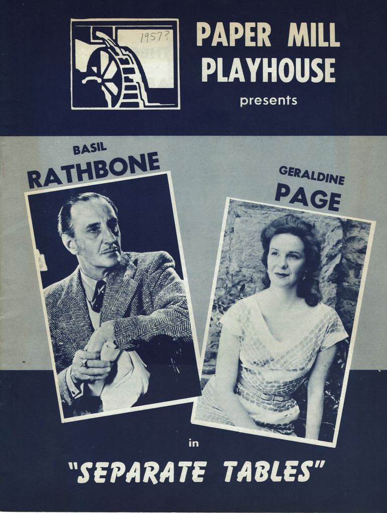          Separate Tables with Basil Rathbone & Geraldine Page, 1957 Paper Mill Playhouse Souvenir Program picture number 1
   