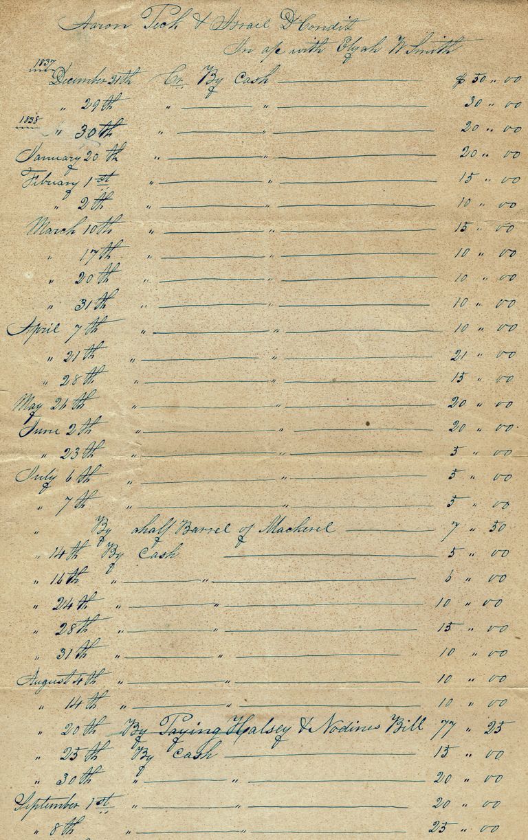          Condit: Aaron Peck & Israel Condit Account Ledger Page, 1844 picture number 1
   