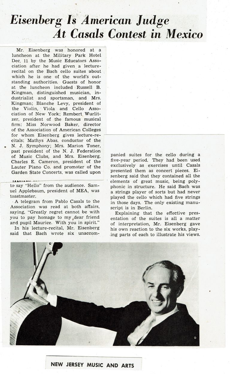          Millburn Art Center 1959 Scrapbook: Eisenberg American Judge at Casals Contest, 1959 picture number 1
   