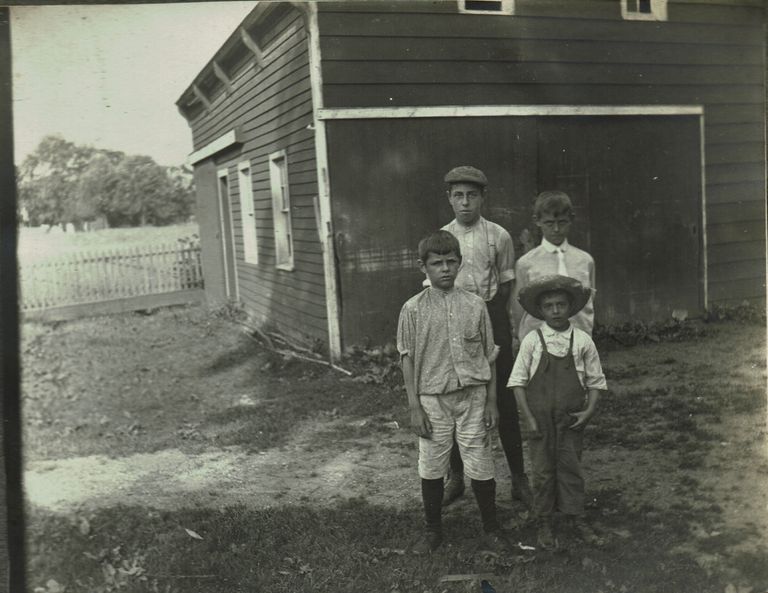          Marshall-Schmidt Album: Boys Standing Outside a Barn picture number 1
   