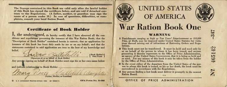          Gallitelli: Saverio Gallitelli War Ration Book One, 1942 picture number 1
   