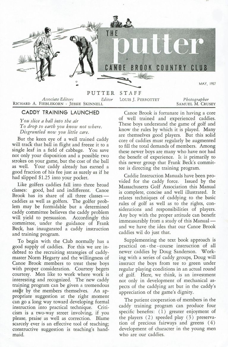          Golf: Canoe Brook Country Club Putter Newsletter, 1957 picture number 1
   