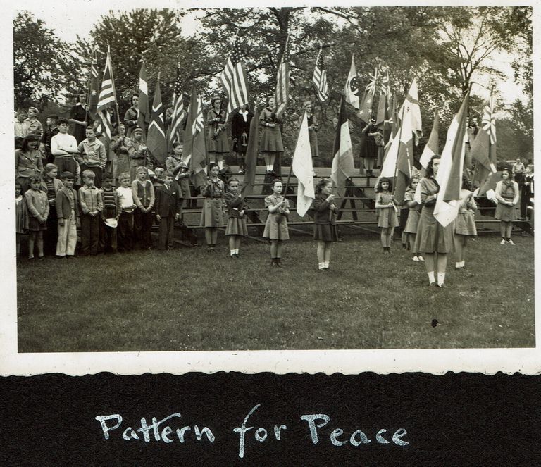          Millburn Art Center 1945 Scrapbook: Village Festival Pattern for Peace Display, 1945 picture number 1
   