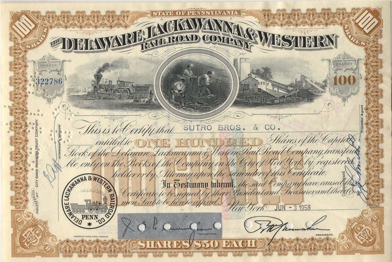          Delaware, Lackawanna & Western RR Co.Stock Certificate picture number 1
   
