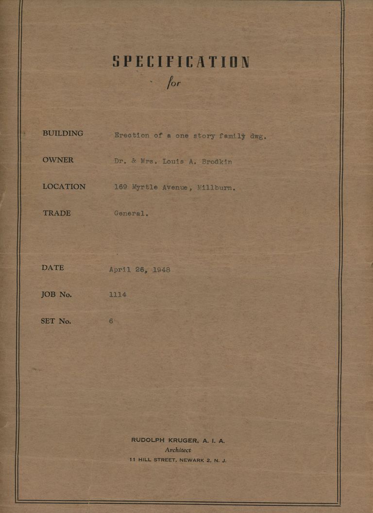          169 Myrtle Avenue Building Specifications, 1948 picture number 1
   