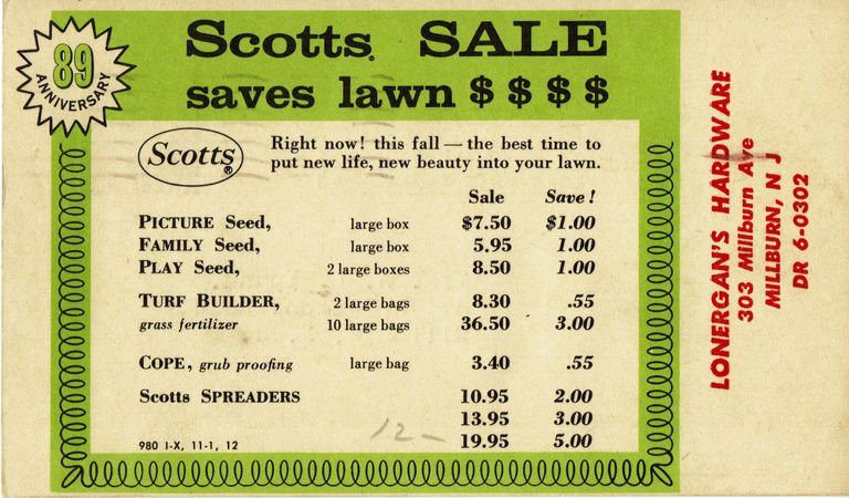          Lonergan's Hardware Store Lawn Care Advertisement, 1958 picture number 1
   