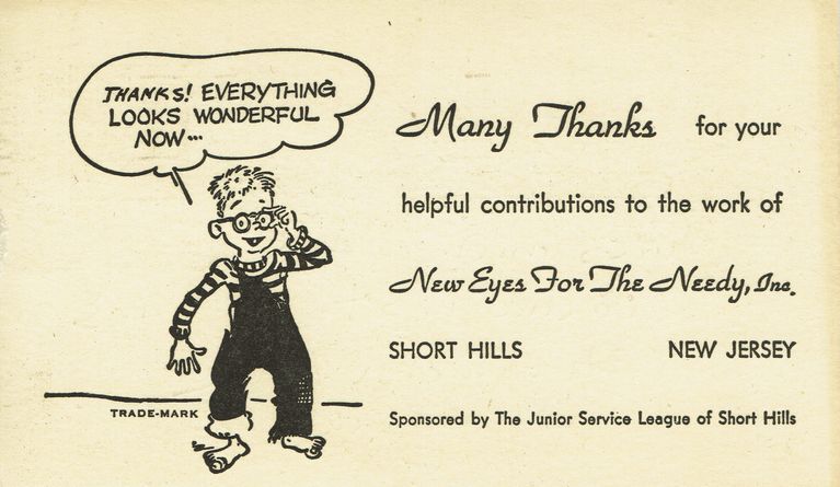          New Eyes for the Needy: Thank you postcard, 1958 picture number 1
   