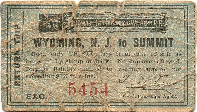          Delaware, Lackawanna & Western Ticket-Wyoming to Summit picture number 1
   
