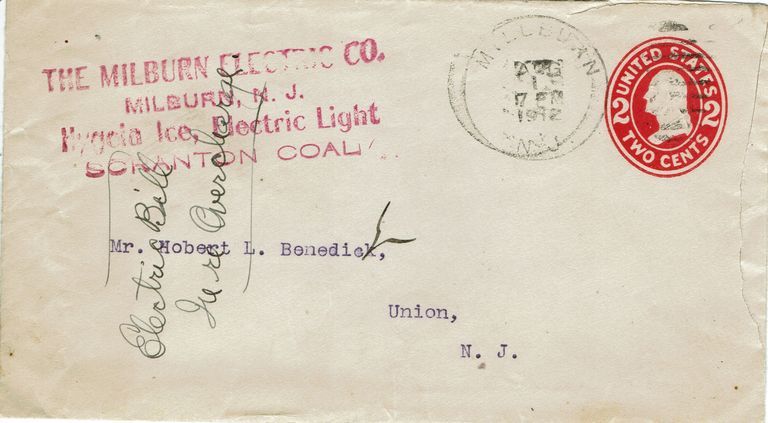          Millburn Electric: Millburn Electric Company Envelope, 1912 picture number 1
   