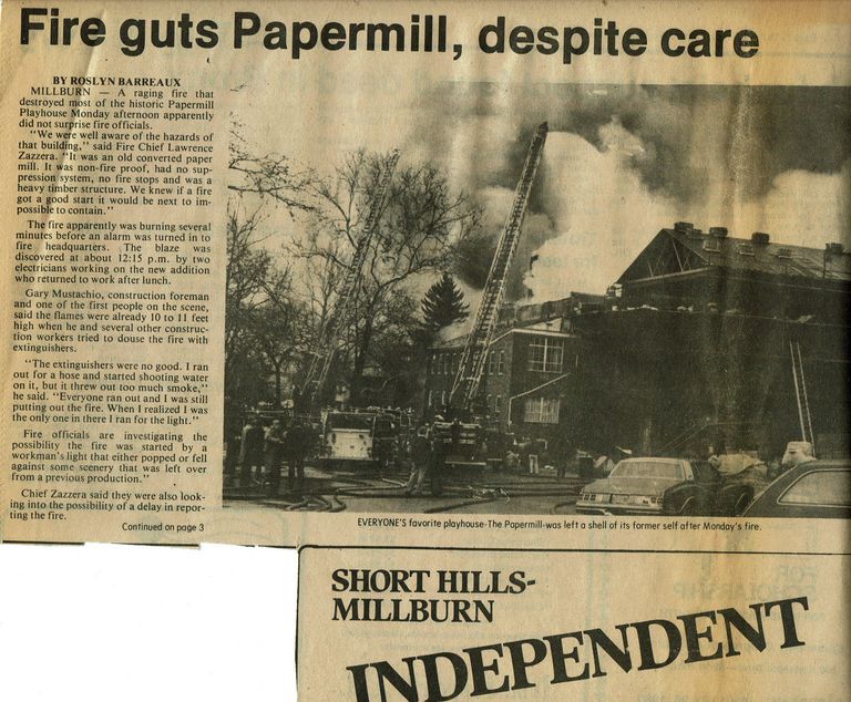          Paper Mill Playhouse: Fire 1980 Newspaper Articles picture number 1
   