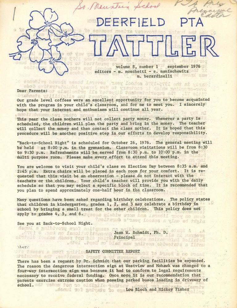          Deerfield School: Deerfield PTA Newsletters, 1976-1977 picture number 1
   