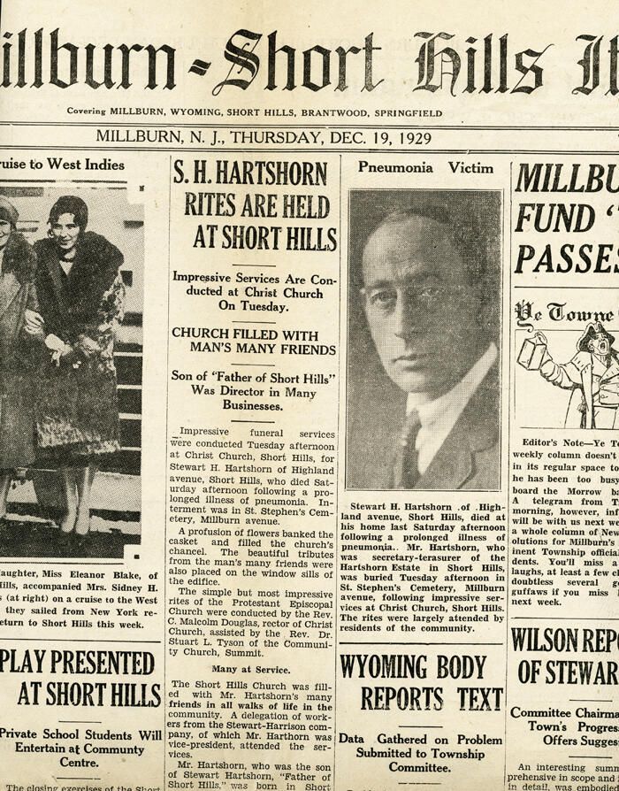          Hartshorn: Stewart H. Hartshorn Obituary, The Millburn-Short Hills Item, December 19, 1929 picture number 1
   