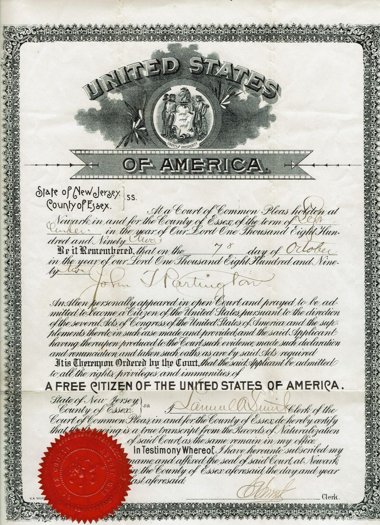          Partington: John T. Partington Citizenship Papers, 1895 picture number 1
   