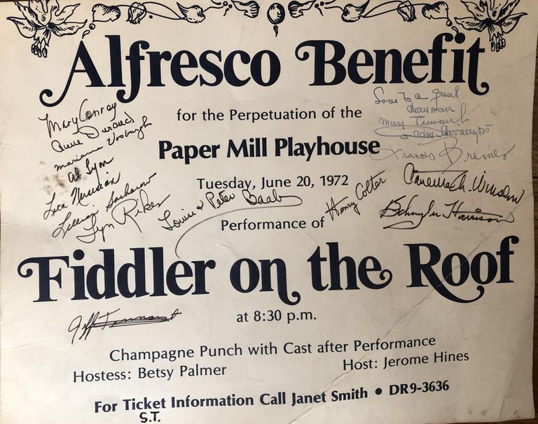          Autographed Poster for 1972 Paper Mill Playhouse Benefit Performance of Fiddler on the Roof picture number 1
   