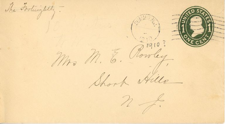          Rowley: Mrs. M. E.Rowley Envelope, 1910 picture number 1
   