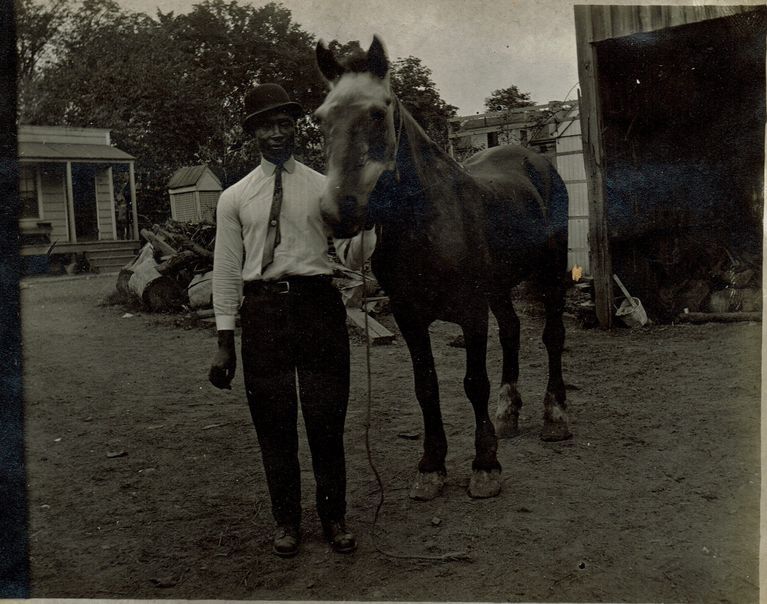         Marshall-Schmidt Album: African American Man Leading a Horse picture number 1
   