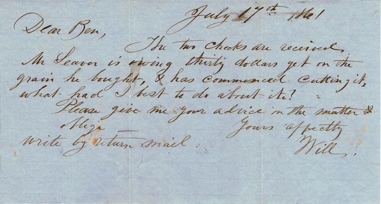          Letters regarding farm operations, 1861-2 picture number 1
   