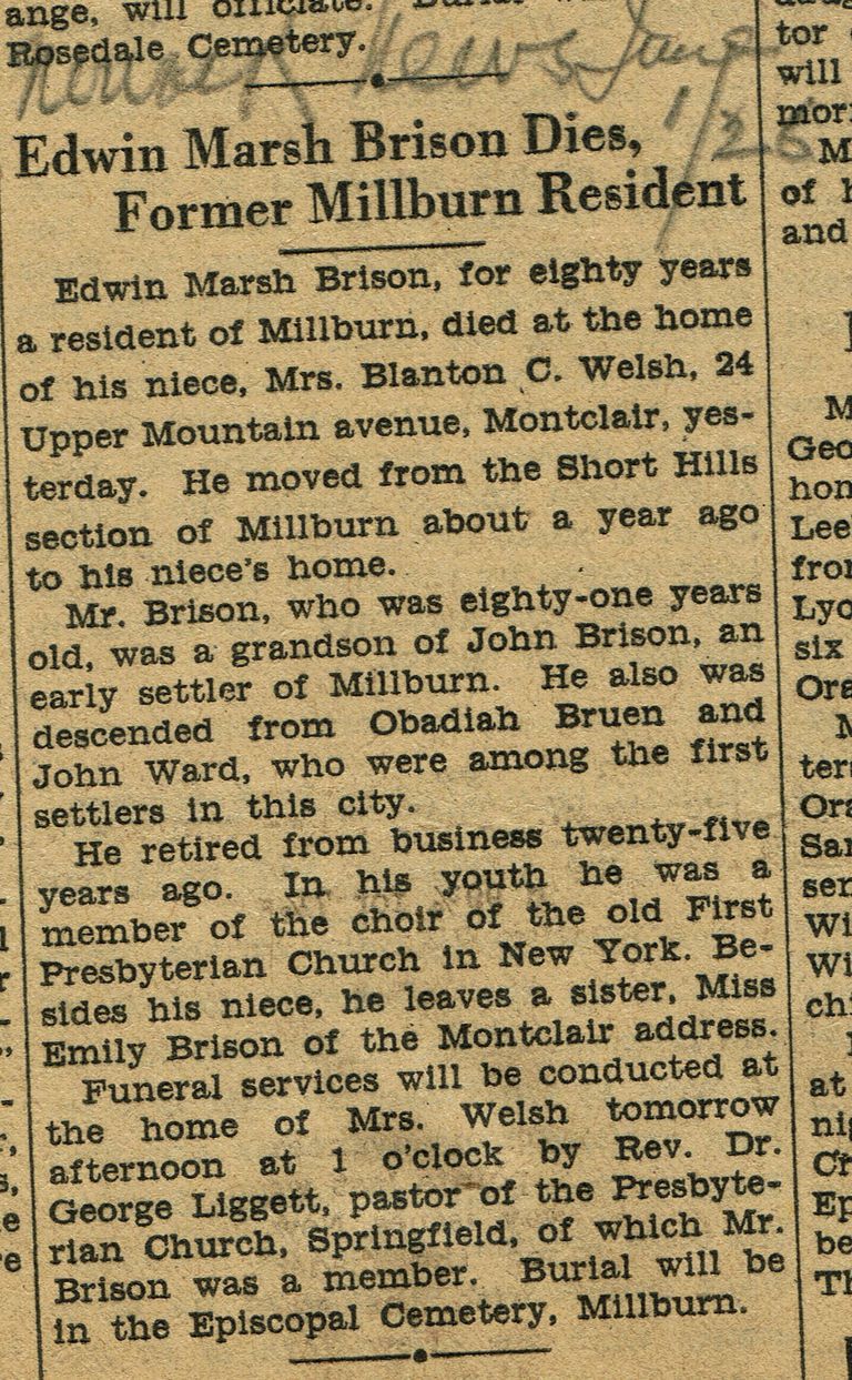          Brison: Edwin Marsh Brison Obituary, Newark News, 1926 picture number 1
   
