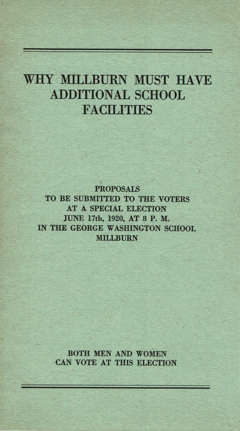          Board of Education: Millburn Schools Building Plan Pamphlet, June 1920 picture number 1
   