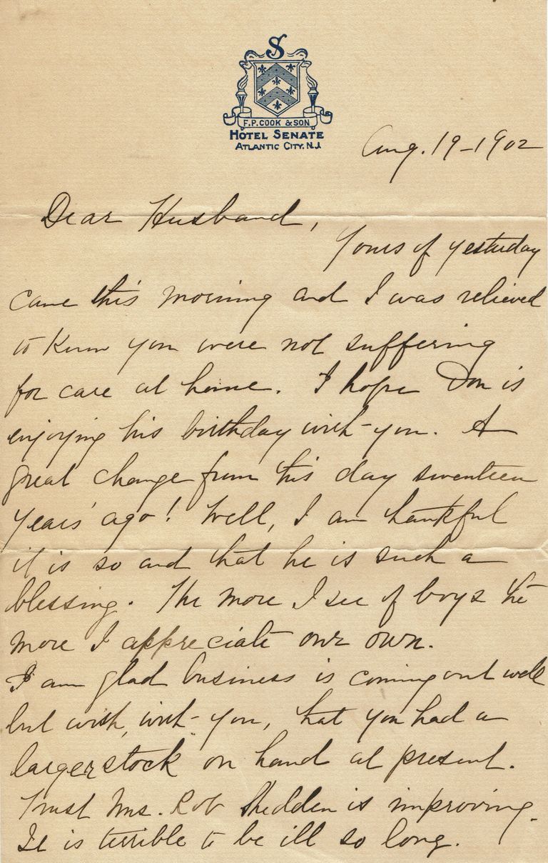          Kellogg: Bessie to Edward Letter from Atlantic City, 1902 picture number 1
   