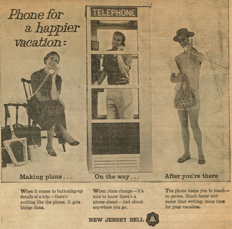          New Jersey Bell: Phone for a Happier Vacation Advertisement, 1962 picture number 1
   